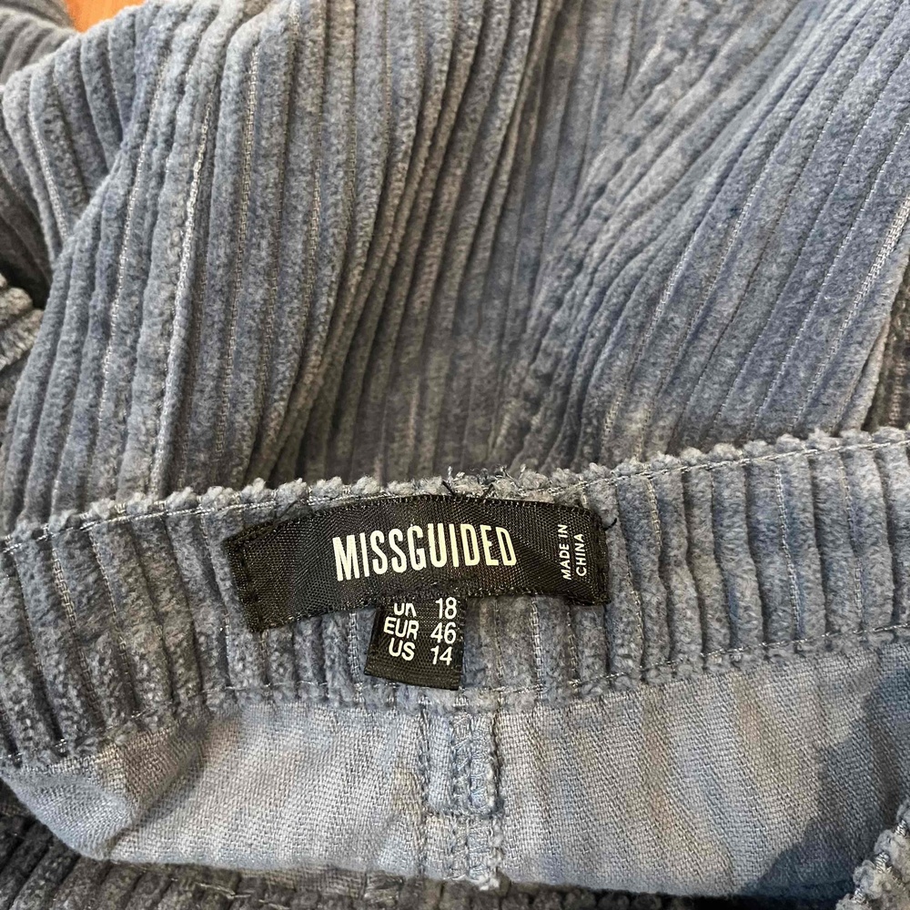 Missguided Light Blue Gray Pants Corduroy Bottoms Straight Boot Leg Size Us 14 View 2